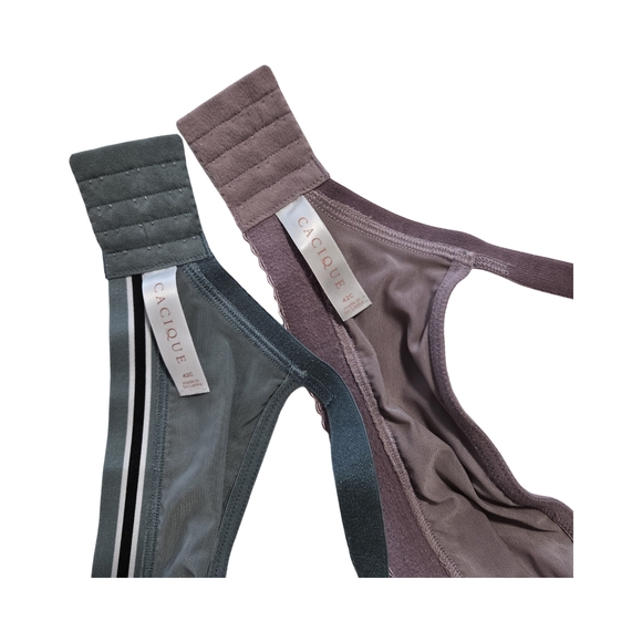 Cacique - 42C Women's Elegant Boost Plunge Bra Set - Lilac & Turquoise - Picture 3 of 4